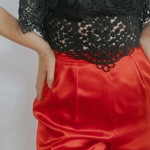 Vintage Neiman Marcus Red Satin Trousers